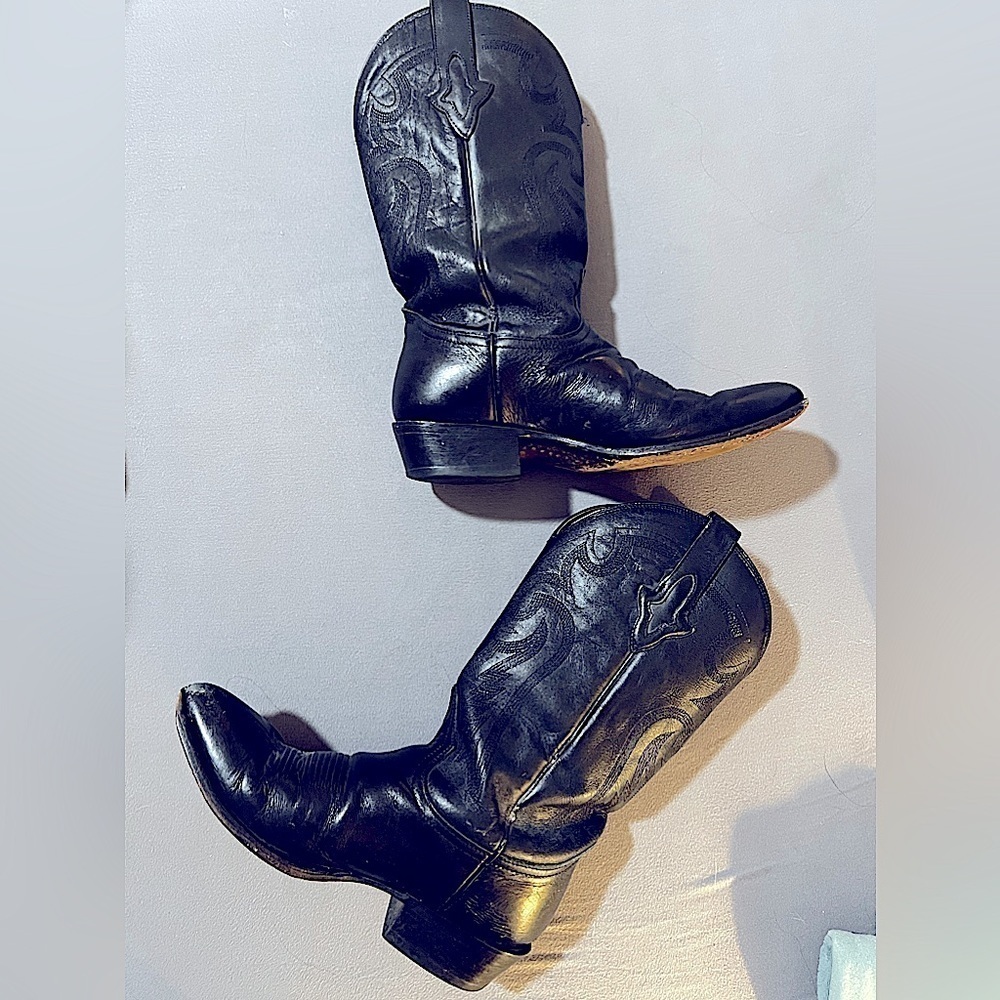 Vintage Resistol Ranch men's leather western boot size 9 black leather